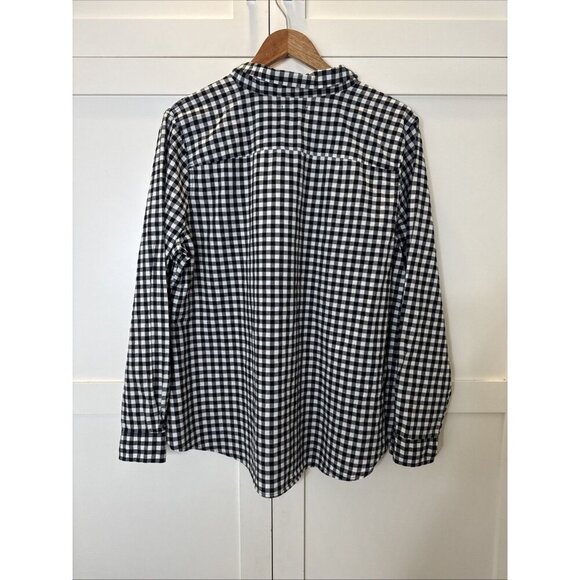 Old Navy Women’s Gingham Plaid Button Down Shirt XL Black White - Picture 13 of 16